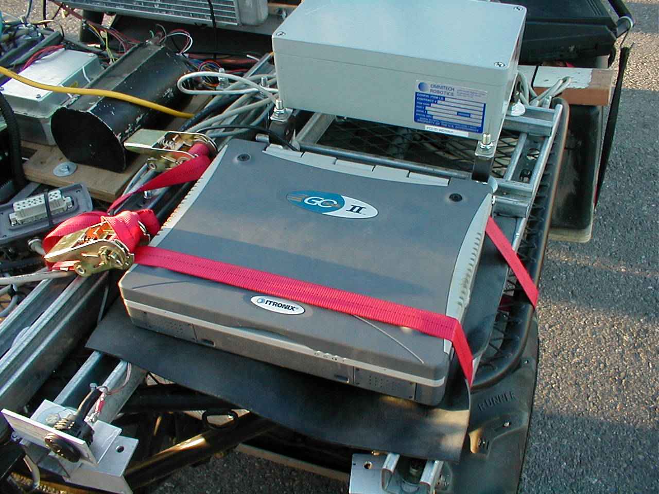 A few teams used hardened laptops for vehicle control. SciAutonics'
                  Rascal used an Itronix GoBook.